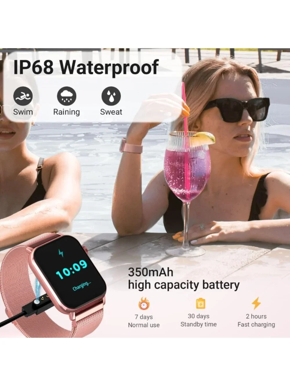 Stylish 1.83'' HD Smart Watch for Women | Fitness Tracker, Heart Rate Monitor